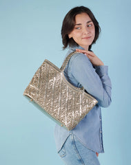 Patty's Golden Woven Leather Tote Bag