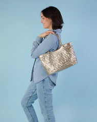 Patty's Golden Woven Leather Tote Bag